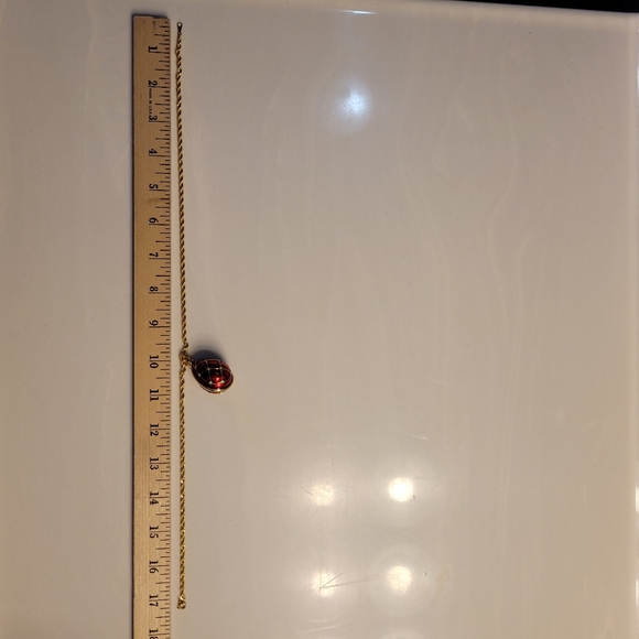 Egg Pendant Red & Gold Enameled Trellis  With Crystals On Gold-tone Rope Chain - Picture 10 of 16